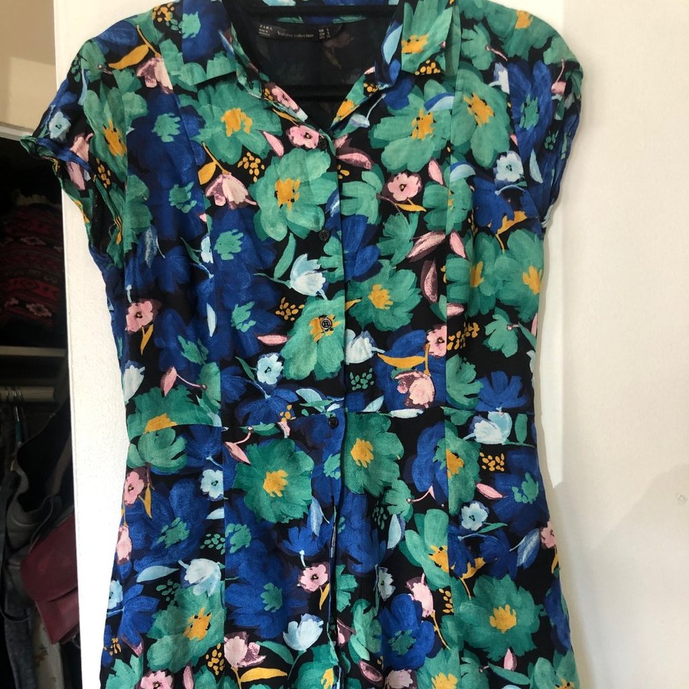 Zara Watercolor Floral Print Dress